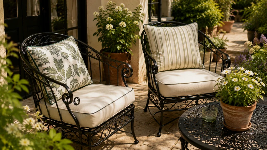 How to Match Cushion Colour and Pattern to Iron Furniture