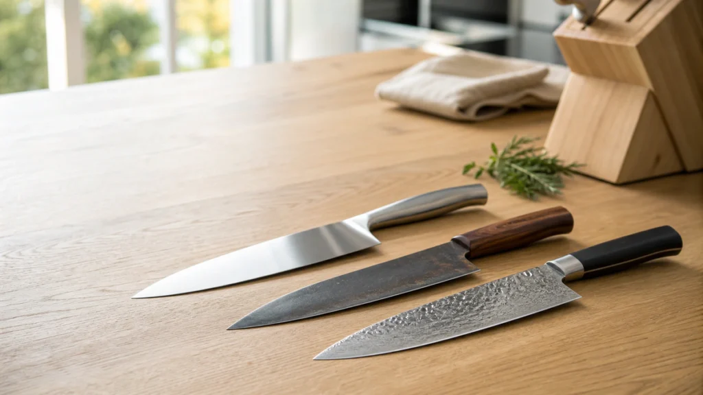 Material Comparison - Stainless, High Carbon, and Handles