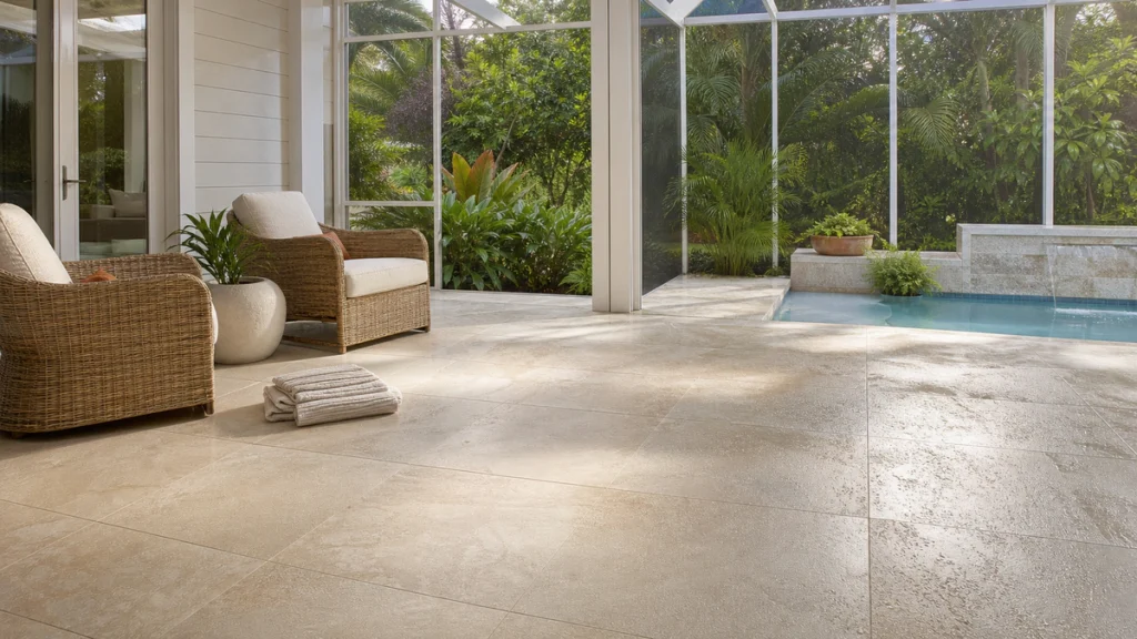 Use Textured Porcelain Tile for a Clean, Coastal Look