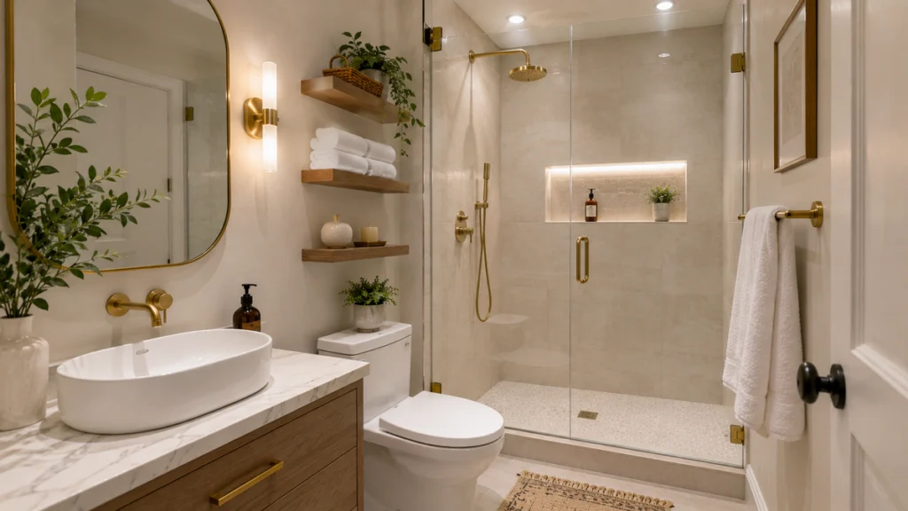 Use Mirrors and Lighting to Open the Space